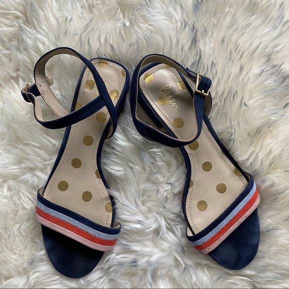 Boden  Zoe Navy Suede Striped Heeled Sandals
Boden size 38. In good condition - Picture 11 of 16